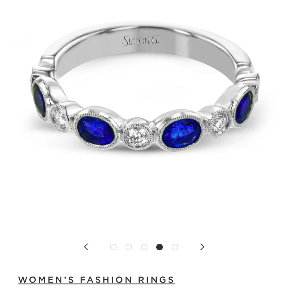 Simon G. Blue Sapphire 18k gold Diamond Ring